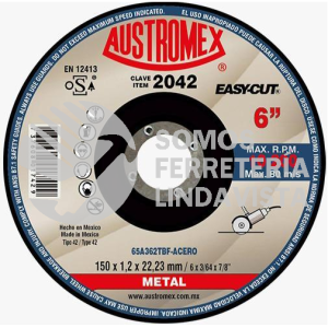 2042 DISCO CON CENTRO DEPRIMIDO PARA CORTE DE METAL EASY-CUT TIPO 42 GRANO 362 (6"X0 045"X7/8") AUSTROMEX