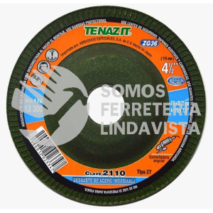 2110 DISCO CON CENTRO DEPRIMIDO PARA DESBASTE DE ACERO INOXIDABLE 4-1/2"X7/8" TENAZIT