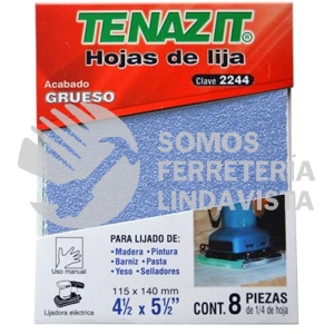 2244 HOJA DE LIJA PARA TRABAJAR EN SECO GRANO 80 4-1/2X5-1/2 TENAZIT