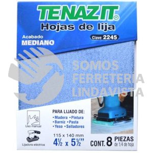 2245 HOJA DE LIJA PARA TRABAJAR EN SECO GRANO 120 4-1/2X5-1/2 TENAZIT