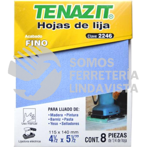 2246 HOJA DE LIJA PARA TRABAJAR EN SECO GRANO 220 4 1/2"X5 1/2" TENAZIT