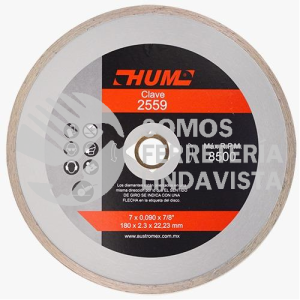 2559 DISCO DE DIAMANTE RIN CONTINUO HUM (7"X0 090"X7/8") AUSTRODIAM AUSTROMEX