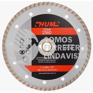 2560 DISCO DE DIAMANTE TURBO HUM (7"X0 095"X7/8") AUSTRODIAM AUSTROMEX