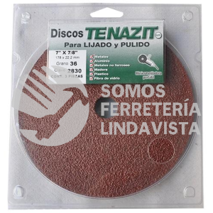 2830 FIBRODISCO DE OXIDO DE ALUMINIO GRANO 36 CON 3 PZAS (7X7/8) TENAZIT