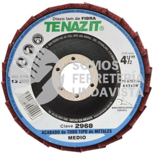 2968 DISCO LAMINADO DE FIBRA COLOR MARRON GRANO MEDIANO (4-1/2"X7/8") TENAZIT