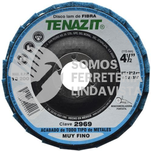2969 DISCO LAMINADO DE FIBRA COLOR AZUL GRANO FINO (4-1/2"X7/8") TENAZIT