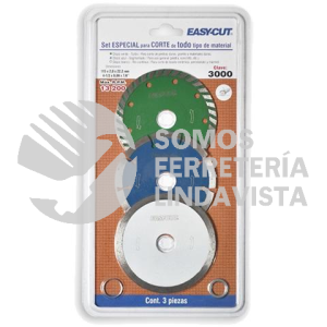 3000 PAQUETE DE 3 DISCOS DE DIAMANTE EASY-CUT (4-1/2"X0 06"X7/8") AUSTRODIAM AUSTROMEX