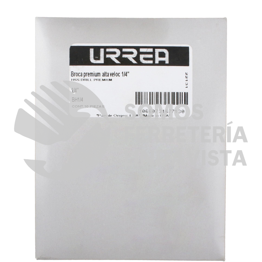 BH1/4 BROCA PREMIUM DE ACERO DE ALTA VELOCIDAD 1/4" ZANCO 3 PLANOS URREA
