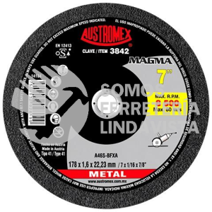 3842 DISCO DE CORTE PARA ACERO MAGMA TIPO 41 GRANO 46 (7"X1/16"X7/8") AUSTROMEX