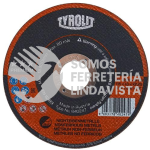4251 DISCO DE CORTE SUPERDELGADO TIPO 41 GRANO 60 (4-1/2"X0 04"X7/8") TYROLIT AUSTROMEX
