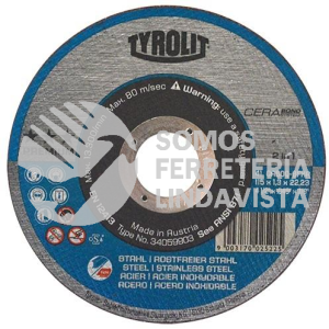 4252 DISCO DE CORTE CERABOND 2 EN 1 TIPO 41 GRANO 60 (4-1/2"X 045"X7/8") TYROLIT AUSTROMEX