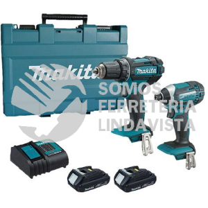 DLX2221YX1 COMBO SUB COMPAC (DHP483 ROTOM + DTD155 ATORN IMP ) LI-ION M/BL 2 BAT 1 5 AH Y CARG C/LUZ, MALETIN 18V MAKITA