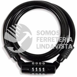 CCE-8100 CABLE CANDADO DE ESPIRAL RETRACTIL CON COMBINACION 4 DIGITOS CABEZA METALICA 1 METRO MIKELS