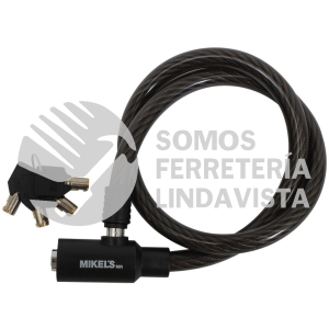 C-1690 CABLE CANDADO FLEXIBLE 4 LLAVES DE SEGURIDAD 90 CM MIKELS