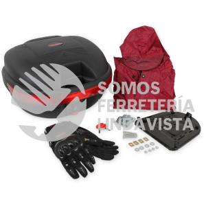 PKM-31 PAQUETE CAJA PARA MOTO 31 LITROS GUANTES E IMPERMEABLE MIKELS