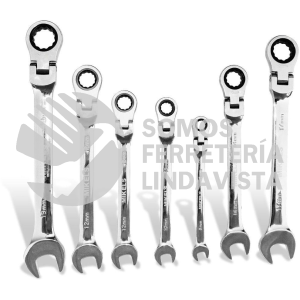 SLCMF-7 SET DE LLAVES COMBINADAS CON MATRACA CABEZA FLEXIBLE 7 PIEZAS MIKELS