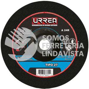 U372 DISCO ABRASIVO TIPO 27 PARA ACERO INOXIDABLE 4-1/2" X 1/4" URREA