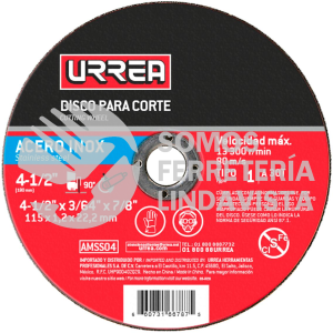 AMSS07 DISCO ABRASIVO TIPO 1 PARA ACERO INOXIDABLE 7" X 5/64" URREA