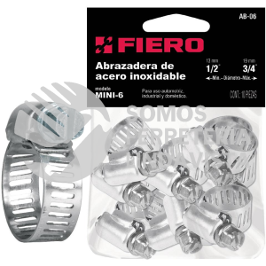 44231 AB-06 BOLSA CON 10 ABRAZADERAS MINI REFORZADAS # 6 1/2 - 3/4" FIERO