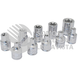 5200TX JUEGO DE DADOS TORX HEMBRA CUADRO DE 3/8" EN RIEL, 10 PIEZAS URREA