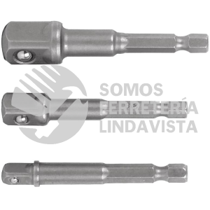 10752 ADA-3 JUEGO DE 3 ADAPTADORES PARA DADOS DE 1/4" 3/8" Y 1/2" TRUPER