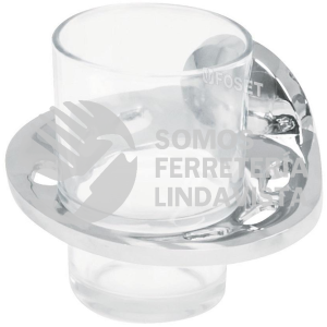 49398 AQA-71 PORTAVASO CEPILLERO METALICO CON VASO DE VIDRIO FOSET AQUA