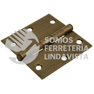 43252 BC-352P BISAGRA CUADRADA 3-1/2" ACERO LATONADO ANTIGUO PLANA HERMEX
