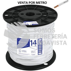 40112 CAB-14B-500 METRO DE CABLE THHW-LS 14 AWG BLANCO EN CARRETE DE 500 M VOLTECK