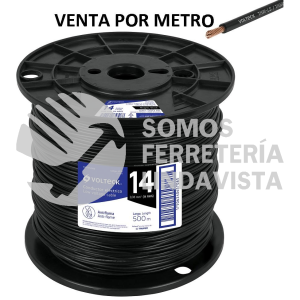 40116 CAB-14N-500 METRO DE CABLE THHW-LS 14 AWG NEGRO EN CARRETE DE 500 M VOLTECK