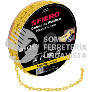 44162 CAPL-3M METRO DE CADENA DE 3 MM DE PLASTICO AMARILLA CARRETE DE 50M FIERO