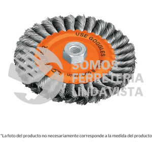 17527 CATR-4ES CARDA CIRCULAR 4" ALAMBRE TRENZADO EJE 5/8"-11 TRUPER