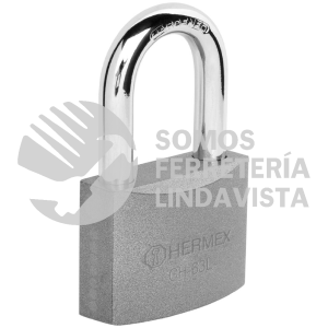 43802 CH-63L CANDADO DE HIERRO 63 MM GANCHO LARGO EN CAJA HERMEX