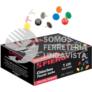 41250 CHI-100X CAJA CON 100 CHINCHES EN 10 COLORES SURTIDOS FIERO