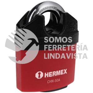 43340 CHN-50A CANDADO DE HIERRO 50 MM GANCHO PROTEGIDO LLAVE ANTI-GANZUA HERMEX