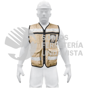 14668 CHS-900B CHALECO BRIGADISTA CON CINTAS REFLEJANTES COLOR BEIGE TRUPER