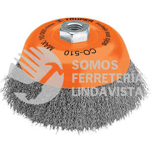 11529 CO-510 CARDA COPA 4" ALAMBRE ONDULADO FINO EJE 5/8"-11 TRUPER