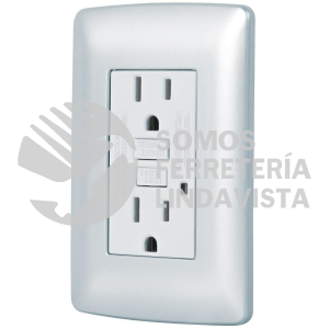 49807 CODO-GFCIP CONTACTO DUPLEX FALLA A TIERRA GFCI PLATA LINEA ITALIANA VOLTECK