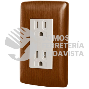 49809 CODO-IM CONTACTO DUPLEX ATERRIZADO COLOR MADERA LINEA ITALIANA VOLTECK
