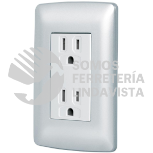 49806 CODO-IP CONTACTO DUPLEX ATERRIZADO COLOR PLATA LINEA ITALIANA VOLTECK