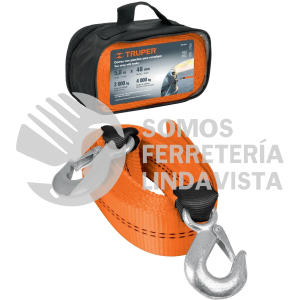 18344 CREM-2X58C CORREA PARA REMOLQUE CON GANCHOS 2" X 5.8 M TRUPER