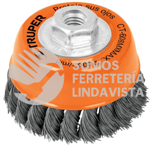 17530 CT-608MX CARDA COPA 3" ALAMBRE TRENZADO GRUESO EJE M14 TRUPER