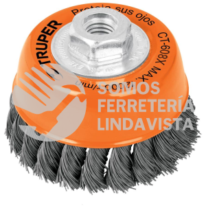 17529 CT-608X CARDA COPA 3" ALAMBRE TRENZADO GRUESO EJE 5/8"-11 TRUPER