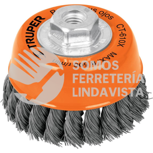 17531 CT-610X CARDA COPA 4" ALAMBRE TRENZADO GRUESO EJE 5/8"-11 TRUPER