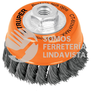11543 CT-612MX CARDA COPA 5" ALAMBRE TRENZADO GRUESO EJE M14 TRUPER