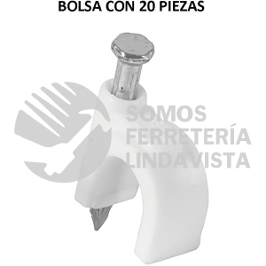 48273 GCU-8B BOLSA CON 20 GRAPAS BLANCAS DE 8 MM PARA CABLE REDONDO VOLTECK