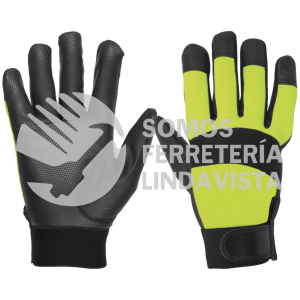 13194 GU-645 GUANTES MECANICO ALTA VISIBILIDAD PALMA POLIURETANO VERDE TRUPER