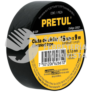 20521 M-22P CINTA DE AISLAR DE 9 M X 19 MM NEGRA PRETUL