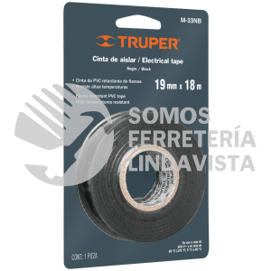 12499 M-33NB CINTA DE AISLAR DE 18 M X 19 MM NEGRA EN BLISTER TRUPER