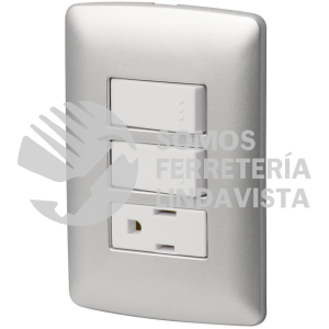 46474 PA-APCO-I2P PLACA ARMADA CONTACTO 2 INTERRUPTORES PLATA LINEA ITALIANA VOLTECK