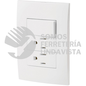 46489 PA-APCO-O3B PLACA ARMADA 2 CONTACTOS E INTERRUPTOR LINEA OSLO BLANCO VOLTECK